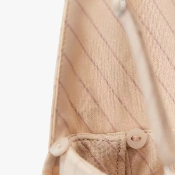 Zara Tan Pink Striped Cropped Pleated Top Size Small - Picture 3 of 12